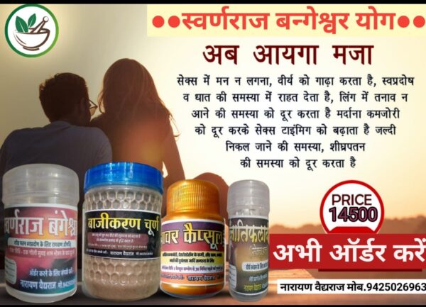 स्वर्णराज बंगेश्वर (सेक्सयूल समस्या के लिए एक माह का कंप्लीट औषधि योग ।)